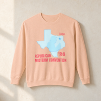 Texas Trump Baby-Blue/Red Crewneck — Front, Peachy | Dallas Republican Convention