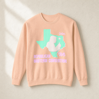Texas Trump Green/Orange/Pink Crewneck — Front, Peachy | Dallas Republican Convention