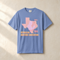 Texas Trump Sunburst Tee — Front, Washed Denim | Dallas Republican Convention
