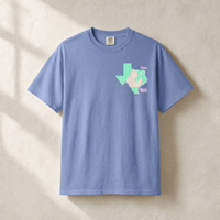 Texas Trump Green/Orange/Pink 2-Sided Tee — Front, Washed Denim | Dallas Republican Convention