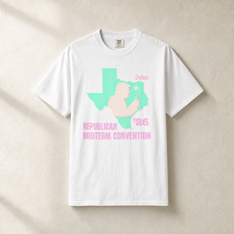 Texas Trump Green/Orange/Pink Tee — Front, White | Dallas Republican Convention