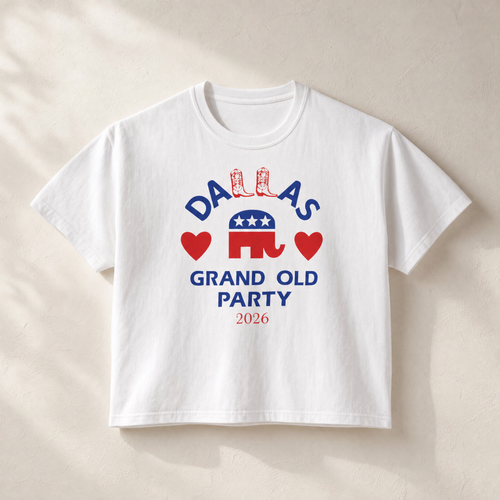 Dallas Boots ♥ GOP Boxy Tee — Front, White | Dallas Republican Convention