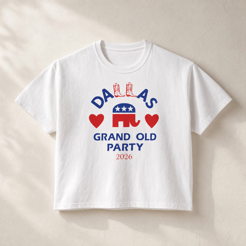 Dallas Boots ♥ GOP Boxy Tee — Front, White | Dallas Republican Convention