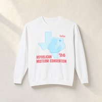 Texas Trump Baby-Blue/Red Crewneck — Front, White | Dallas Republican Convention