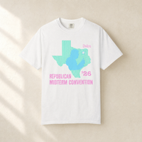 Texas Trump Green/Blue/Pink Tee — Front, White | Dallas Republican Convention