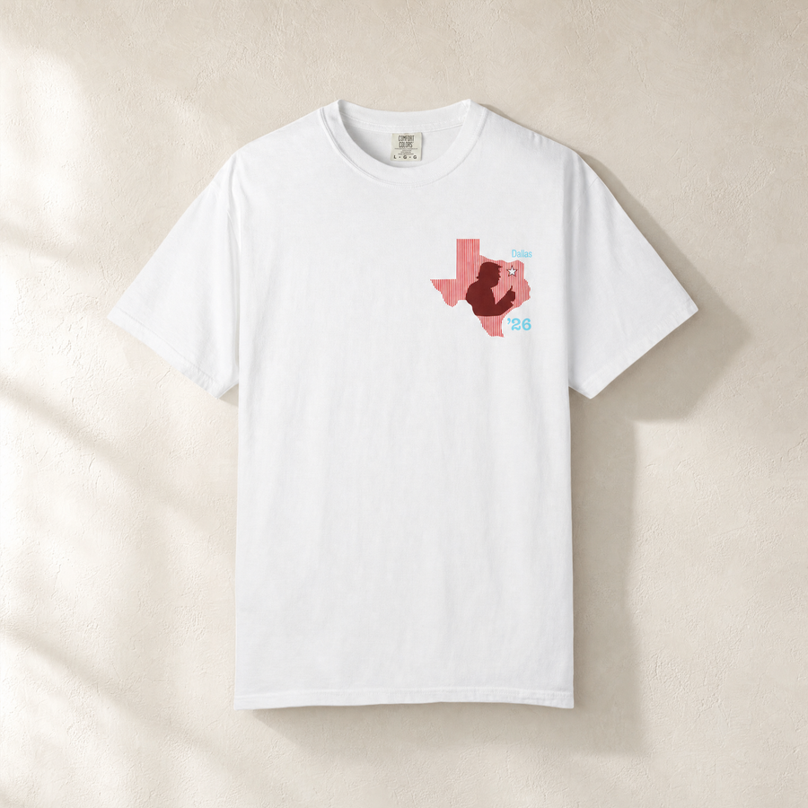 Texas Trump Red/Baby-Blue 2-Sided Tee — Front, White | Dallas Republican Convention