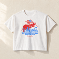 Elephant Flag Skyline Boxy Tee — Front, White | Dallas Republican Convention