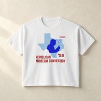 Texas Trump Navy/Red Boxy Tee — Front, White | Dallas Republican Convention