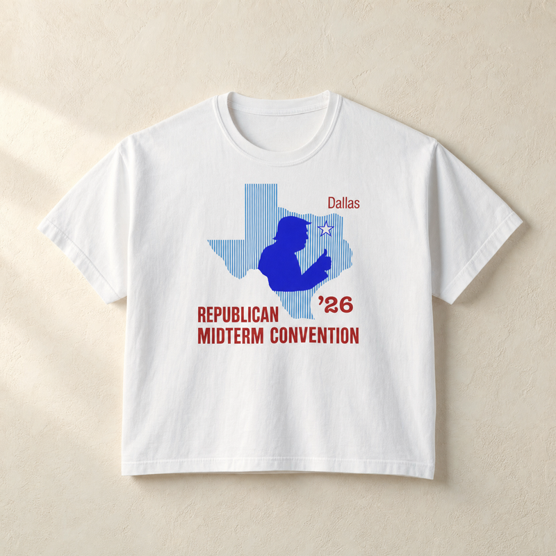 Texas Trump Navy/Red Boxy Tee — Front, White | Dallas Republican Convention