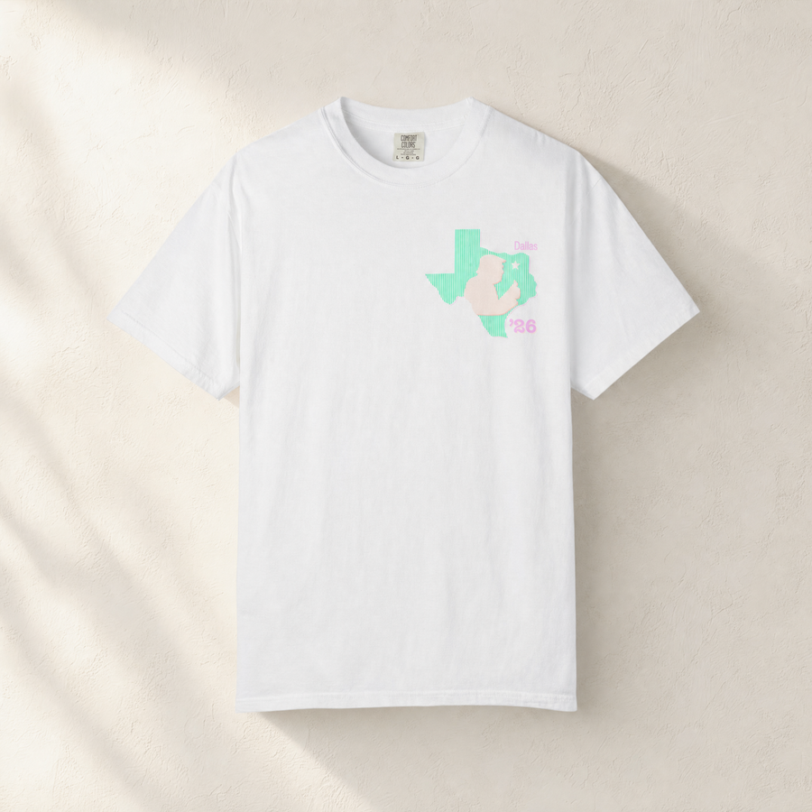 Texas Trump Green/Orange/Pink 2-Sided Tee — Front, White | Dallas Republican Convention