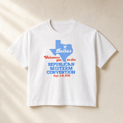 Dallas Welcomes You '26 Boxy Tee — Front, White | Dallas Republican Convention