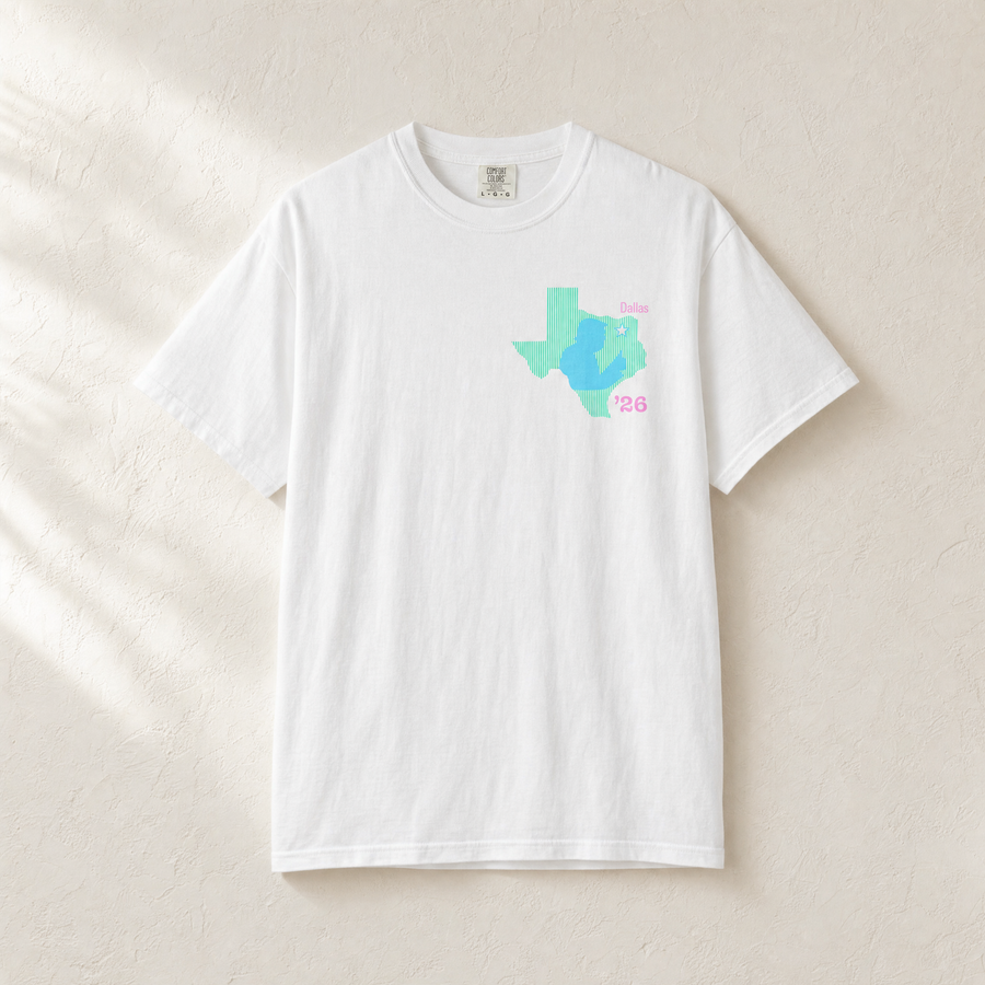 Texas Trump Green/Blue/Pink 2-Sided Tee — Front, White | Dallas Republican Convention