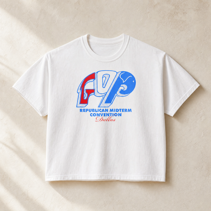 Vintage GOP Boxy Tee — Front, White | Dallas Republican Convention