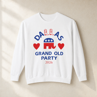 Dallas Boots ♥ GOP Crewneck — Front, White | Dallas Republican Convention
