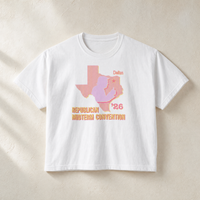 Texas Trump Sunburst Boxy Tee — Front, White | Dallas Republican Convention