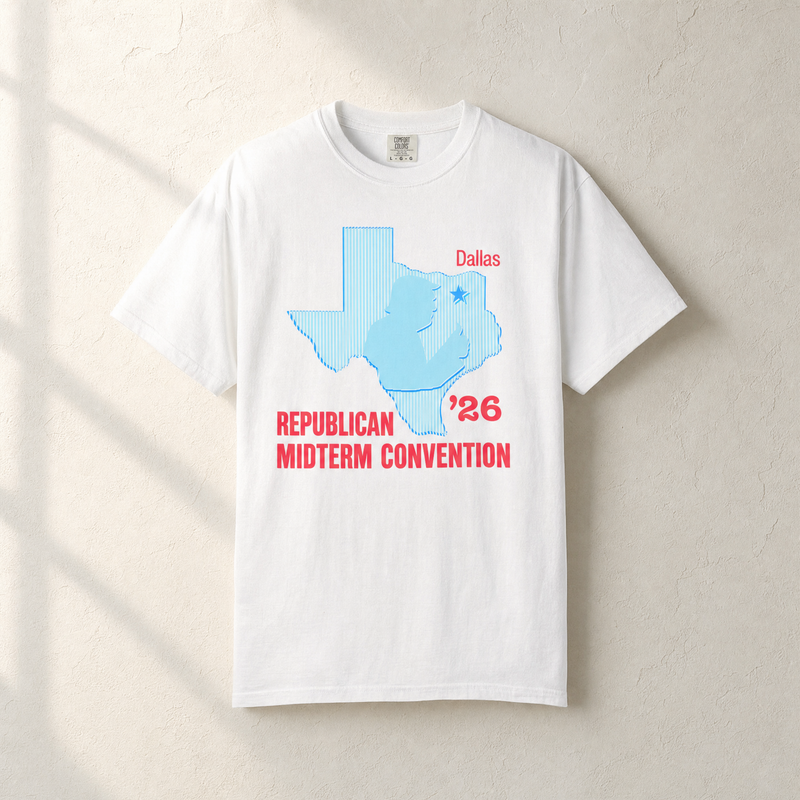 Texas Trump Baby-Blue/Red Tee — Front, White | Dallas Republican Convention