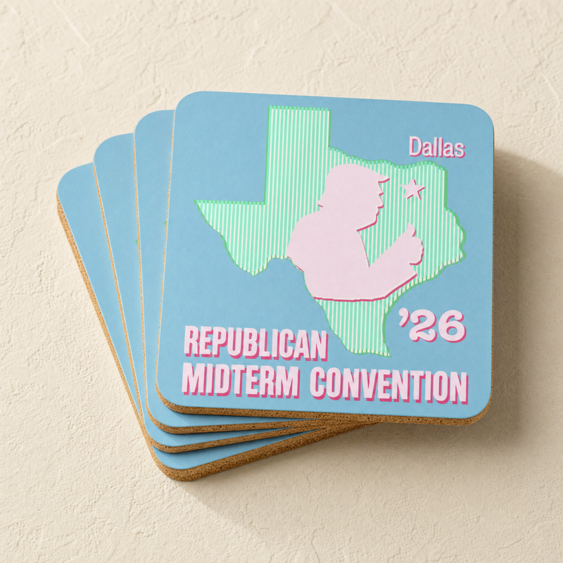 Texas Trump Blue Green/Pink Coaster Set — Front | Dallas Republican Convention