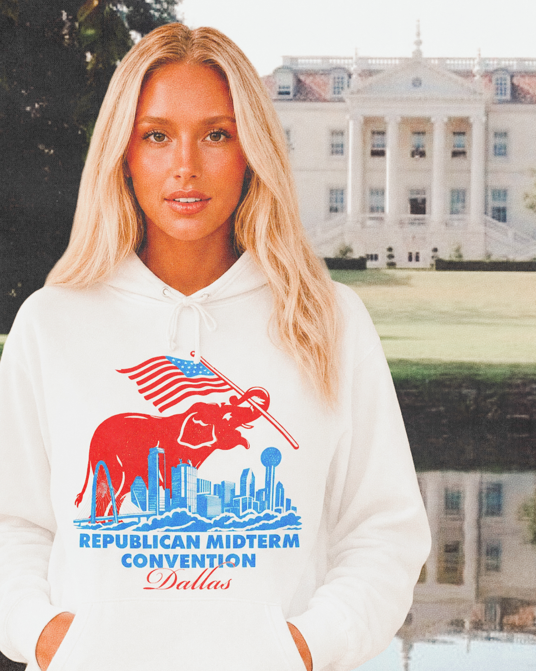 Texas Trump fleece set on model