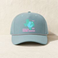 Texas Trump Green/Blue/Pink Rope Hat — Front, Smoke Blue/ Grey White | Dallas Republican Convention
