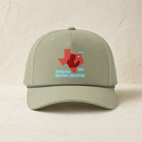 Texas Trump Red/Baby-Blue Rope Hat — Front, Light Olive/ Olive | Dallas Republican Convention