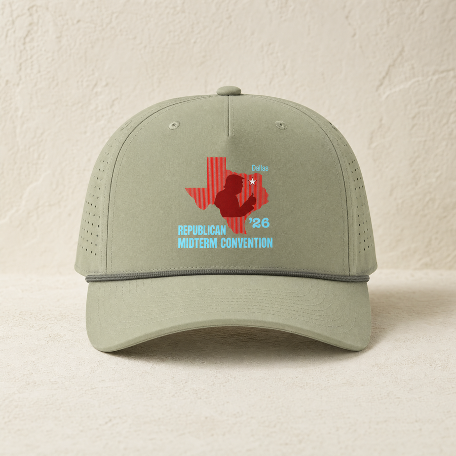 Texas Trump Red/Baby-Blue Rope Hat — Front, Light Olive/ Olive | Dallas Republican Convention