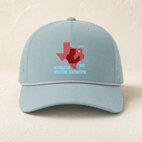 Texas Trump Red/Baby-Blue Rope Hat — Front, Smoke Blue/ Grey White | Dallas Republican Convention