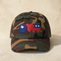 Dallas ♥ GOP Embroidered Dad Cap — Front, Green Camo | Dallas Republican Convention