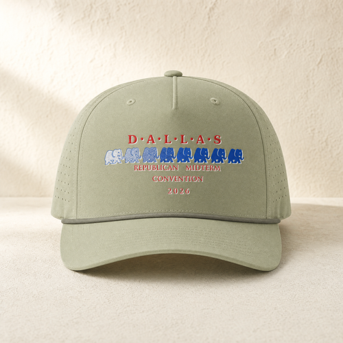 Dallas Blue Elephant Rope Hat — Front, Light Olive/ Olive | Dallas Republican Convention