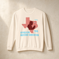 Texas Trump Red/Baby-Blue Crewneck — Front, Ivory | Dallas Republican Convention