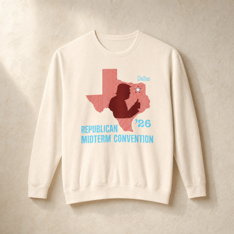 Texas Trump Red/Baby-Blue Crewneck — Front, Ivory | Dallas Republican Convention