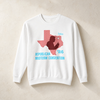 Texas Trump Red/Baby-Blue Crewneck — Front, White | Dallas Republican Convention