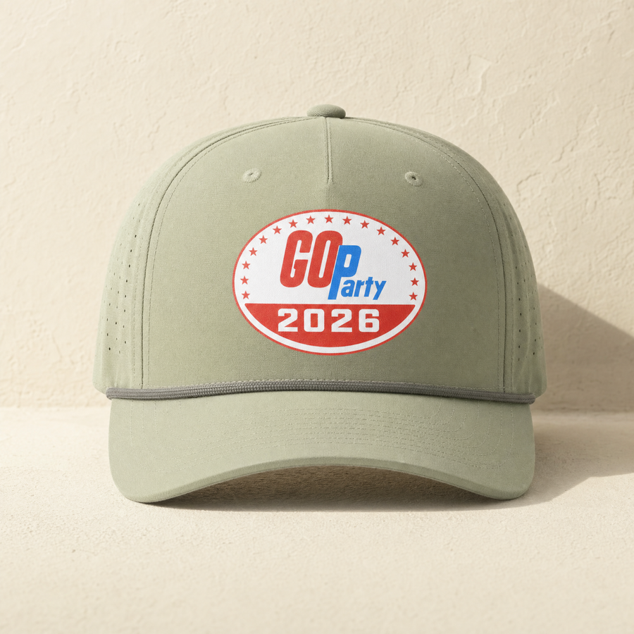 GO-Party! 2026 Rope Hat — Front, Light Olive/ Olive | Dallas Republican Convention