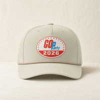 GO-Party! 2026 Rope Hat — Front, Oat Milk/ Elmwood White | Dallas Republican Convention