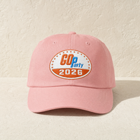 GO-Party! 2026 Embroidered Dad Cap — Front, Pink | Dallas Republican Convention