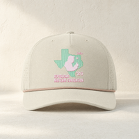 Texas Trump Green/Pink Rope Hat — Front, Oat Milk/ Elmwood White | Dallas Republican Convention