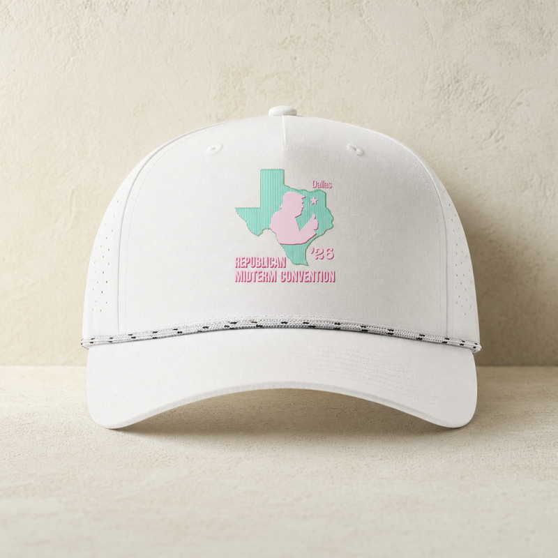 Texas Trump Green/Pink Rope Hat — Front, White/ White Black | Dallas Republican Convention