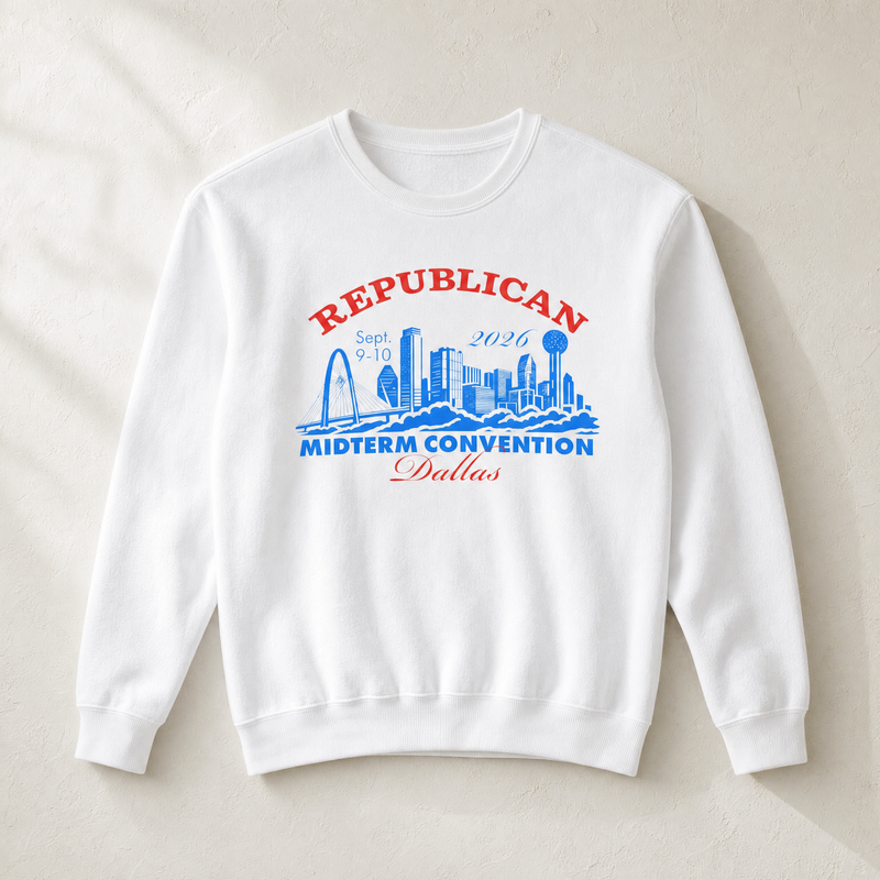 Dallas Skyline Crewneck — Front, White | Dallas Republican Convention