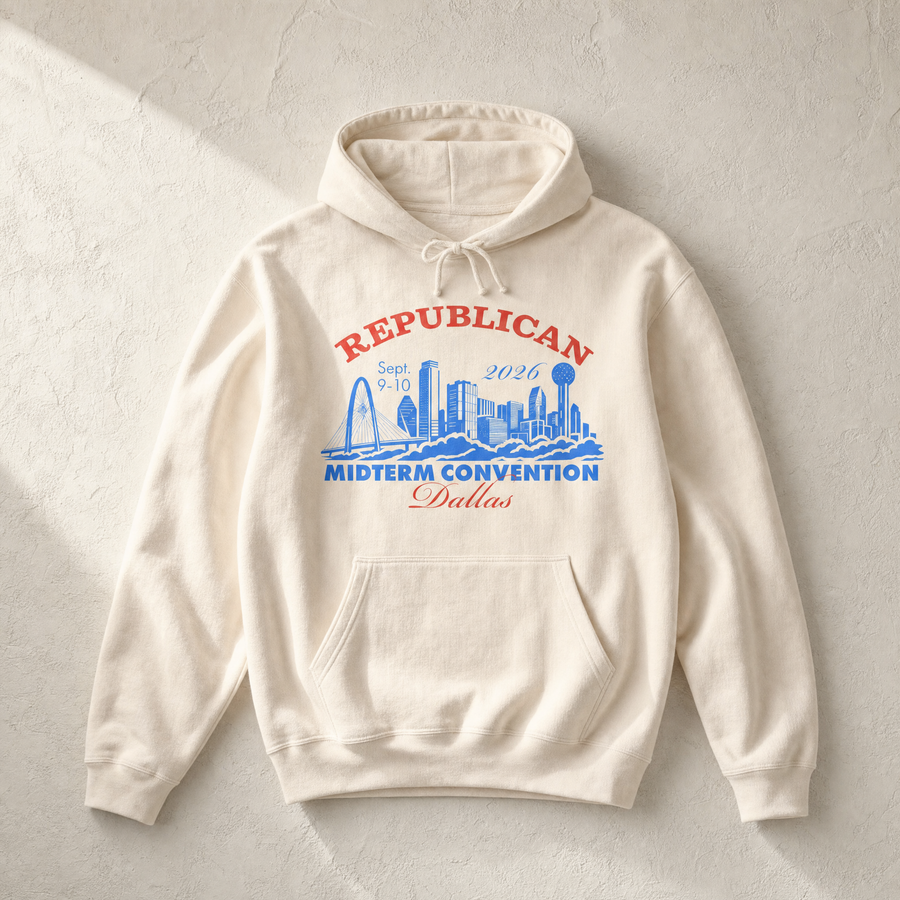 Dallas Skyline Hoodie — Front, Ivory | Dallas Republican Convention