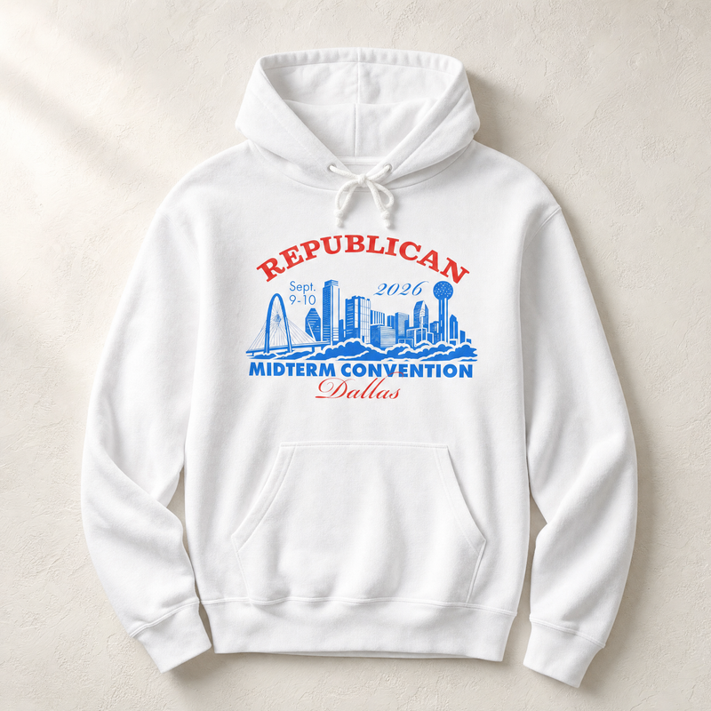 Dallas Skyline Hoodie — Front, White | Dallas Republican Convention