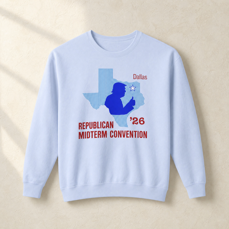 Texas Trump Navy/Red Crewneck — Front, Hydrangea | Dallas Republican Convention