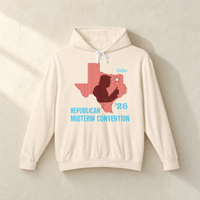 Texas Trump Red/Baby-Blue Hoodie — Front, Ivory | Dallas Republican Convention