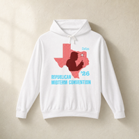 Texas Trump Red/Baby-Blue Hoodie — Front, White | Dallas Republican Convention