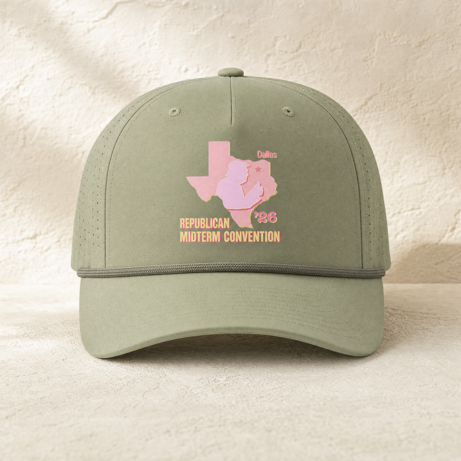 Texas Trump Sunburst Rope Hat — Front, Light Olive/ Olive | Dallas Republican Convention