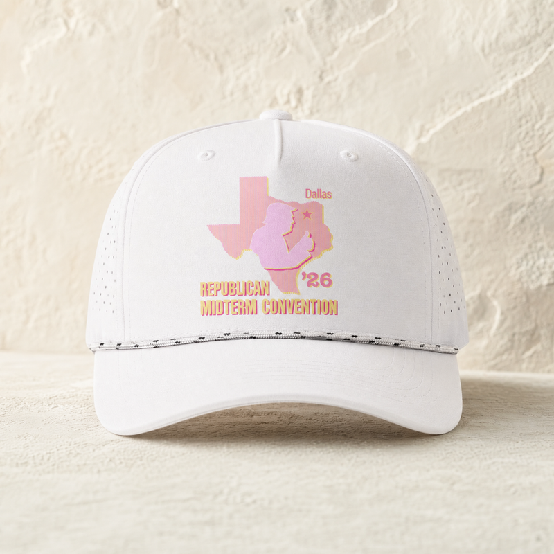 Texas Trump Sunburst Rope Hat — Front, White/ White Black | Dallas Republican Convention