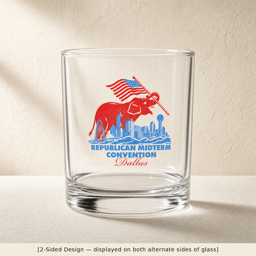 Dallas Elephant Skyline Rocks Glass Set
