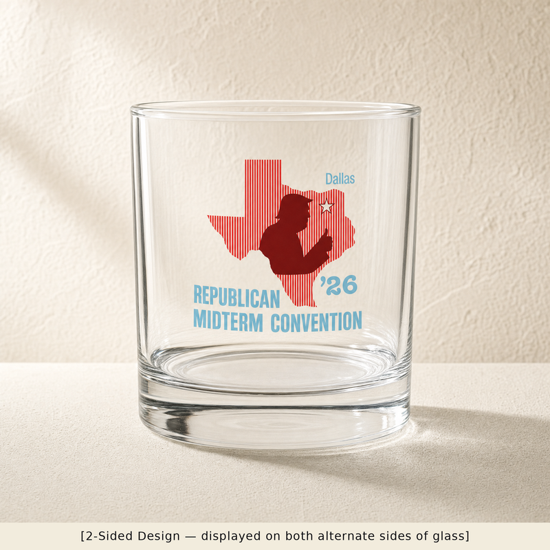 Texas Trump Red/Baby-Blue Rocks Glass Set
