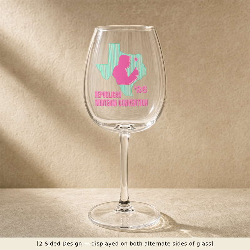 Texas Trump Green/Pink Wine Glass Set