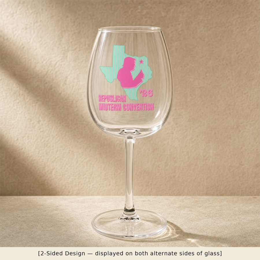Texas Trump Green/Pink Wine Glass Set