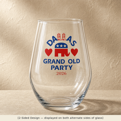 Dallas Boots GOP Stemless Wine Glass Set