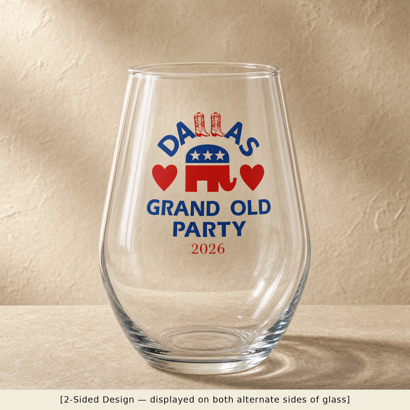 Dallas Boots GOP Stemless Wine Glass Set